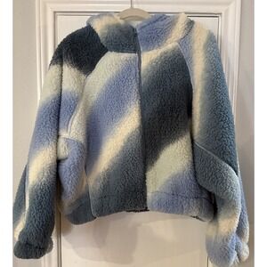 Plus Size Women's XL-2XL Fuzzy Fleece Jacket Blue Ombré Wild Fable Hoodie